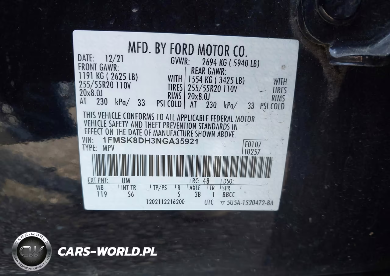 2022 Ford Explorer Xlt VIN:1FMSK8DH3NGA35921 - 9