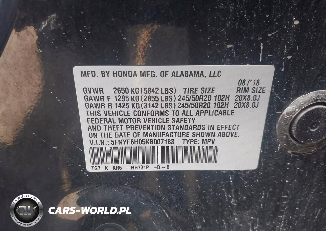 2019 Honda Pilot Elite VIN:5FNYF6H05KB007183 - 9
