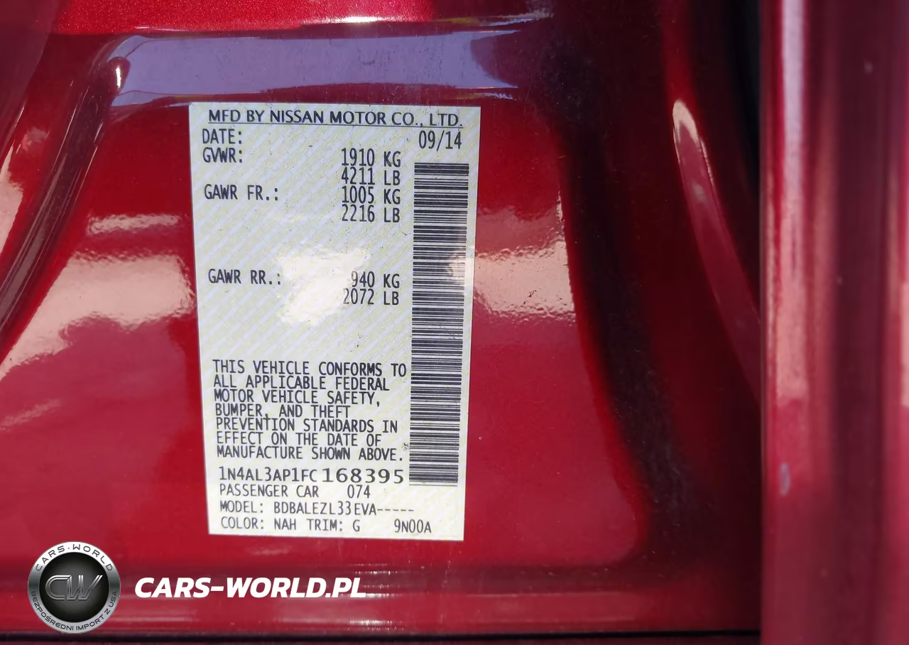 2015 Nissan Altima 2.5-2.5 S-2.5 Sl-2.5 Sv VIN:1N4AL3AP1FC168395 - 9