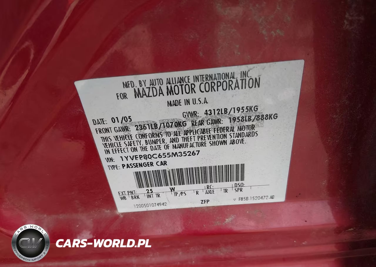 2005 Mazda Mazda6 I Base VIN:1YVFP80C655M35267 - 9