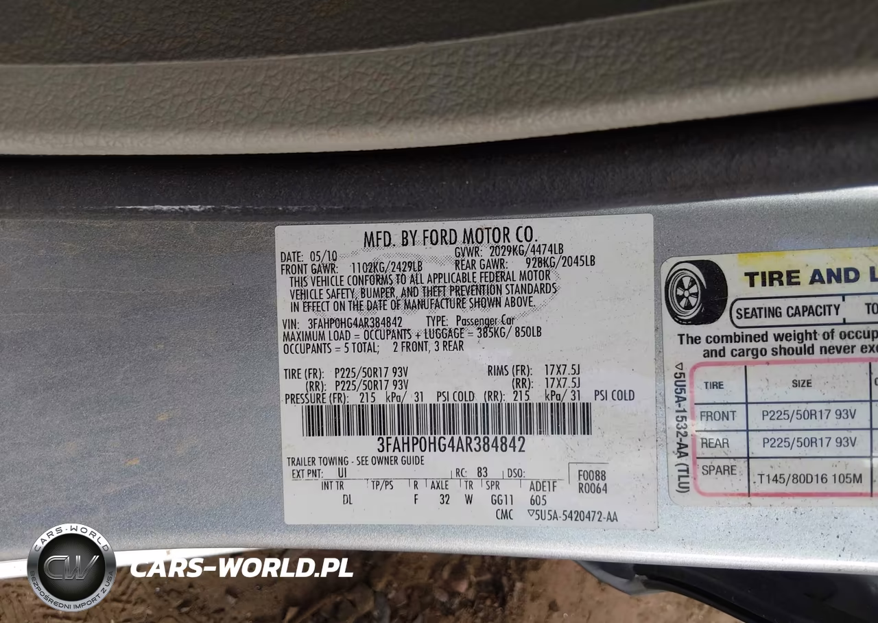 2010 Ford Fusion Se VIN:3FAHP0HG4AR384842 - 9