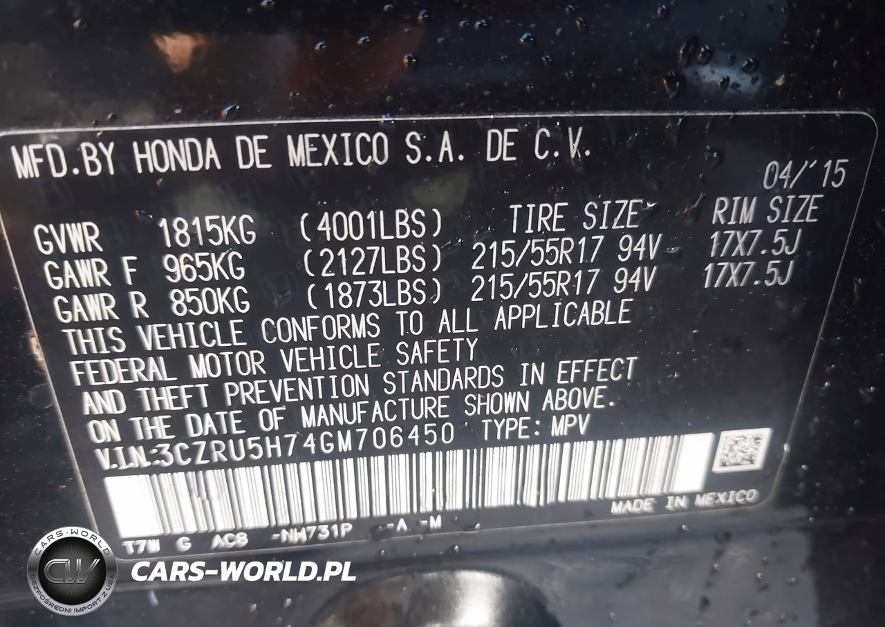 2016 Honda Hr-V Ex-L VIN:3CZRU5H74GM706450 - 9