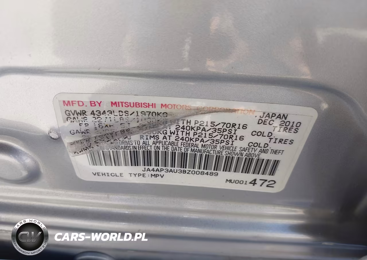 2011 Mitsubishi Outlander Sport Es VIN:JA4AP3AU3BZ008489 - 9