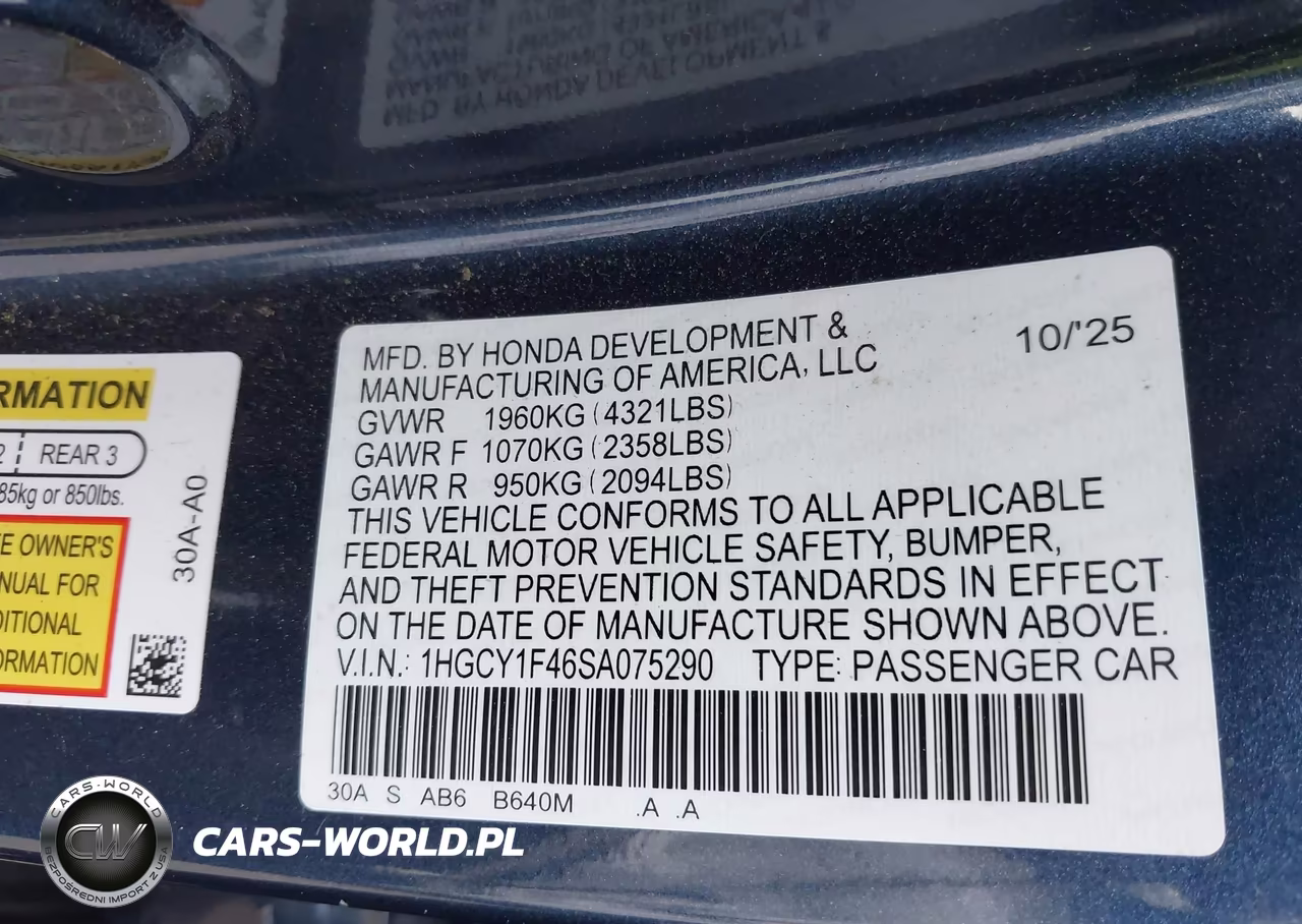 2025 Honda Accord Se VIN:1HGCY1F46SA075290 - 9