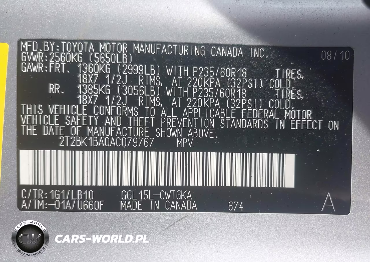 2010 Lexus Rx 350 VIN:2T2BK1BA0AC079767 - 9