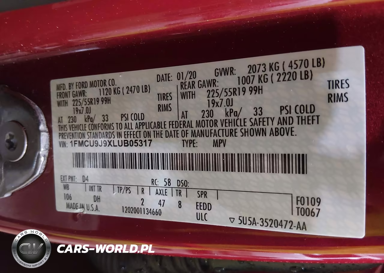 2020 Ford Escape Titanium VIN:1FMCU9J9XLUB05317 - 9