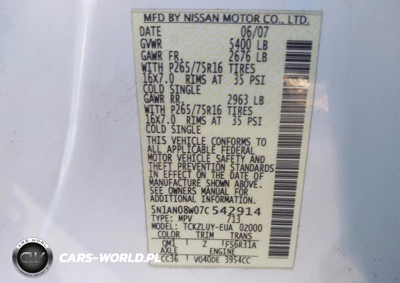 2007 Nissan Xterra Off Road VIN:5N1AN08W07C542914 - 9