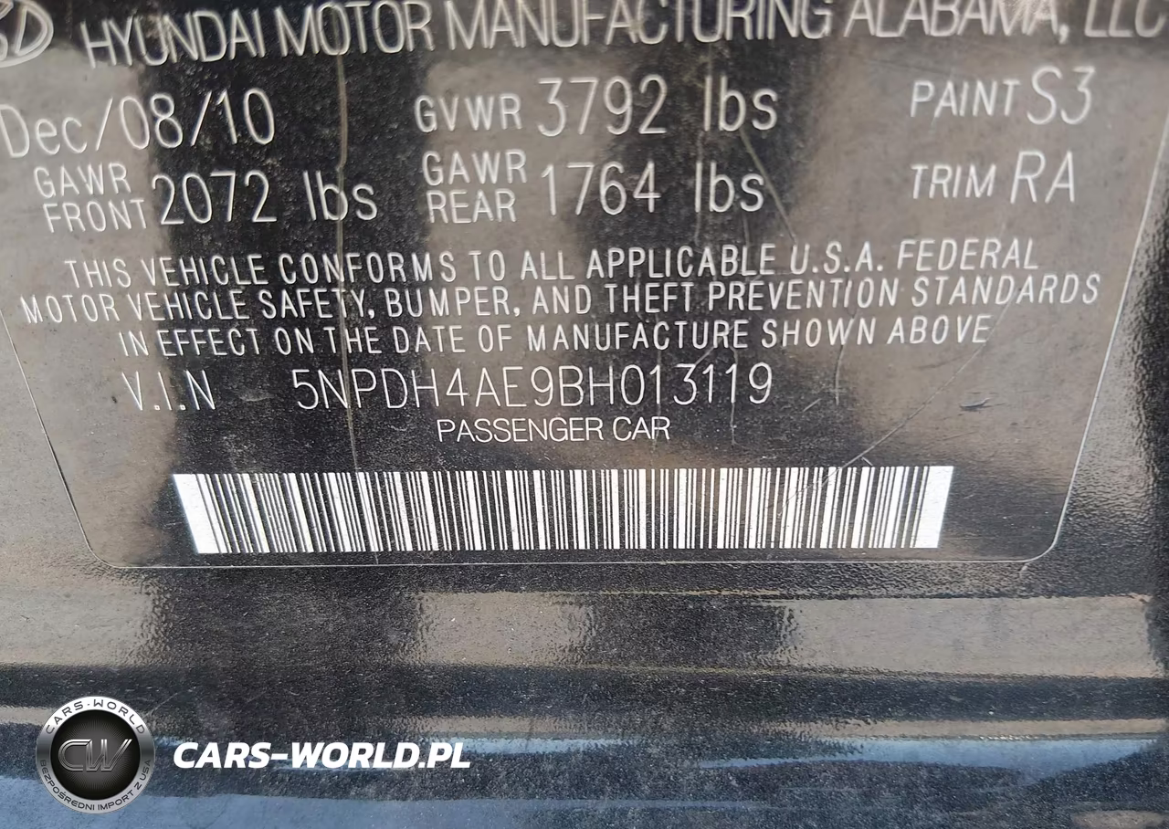 2011 Hyundai Elantra Gls VIN:5NPDH4AE9BH013119 - 9