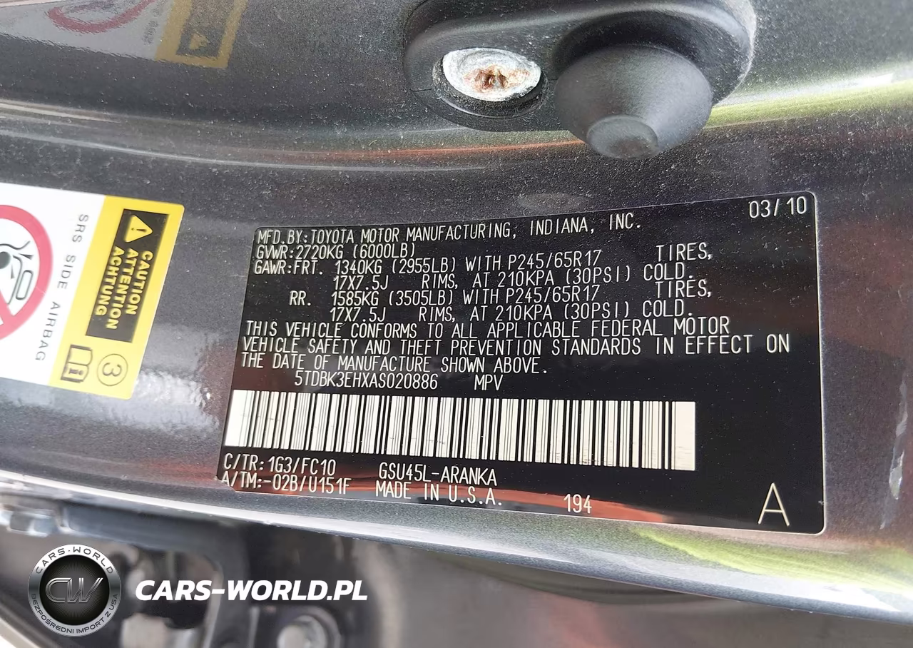 2010 Toyota Highlander Base V6 VIN:5TDBK3EHXAS020886 - 9