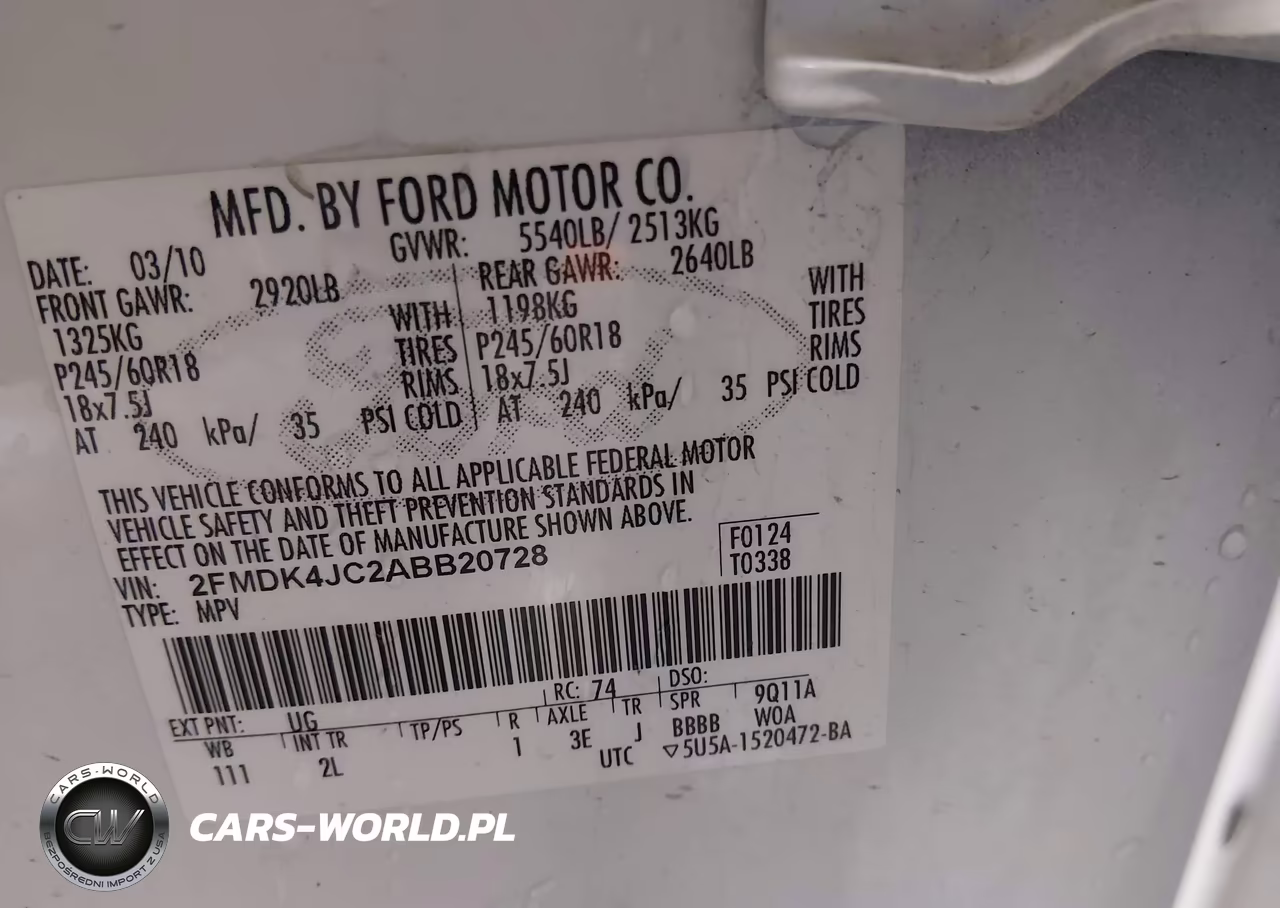 2010 Ford Edge Sel VIN:2FMDK4JC2ABB20728 - 9
