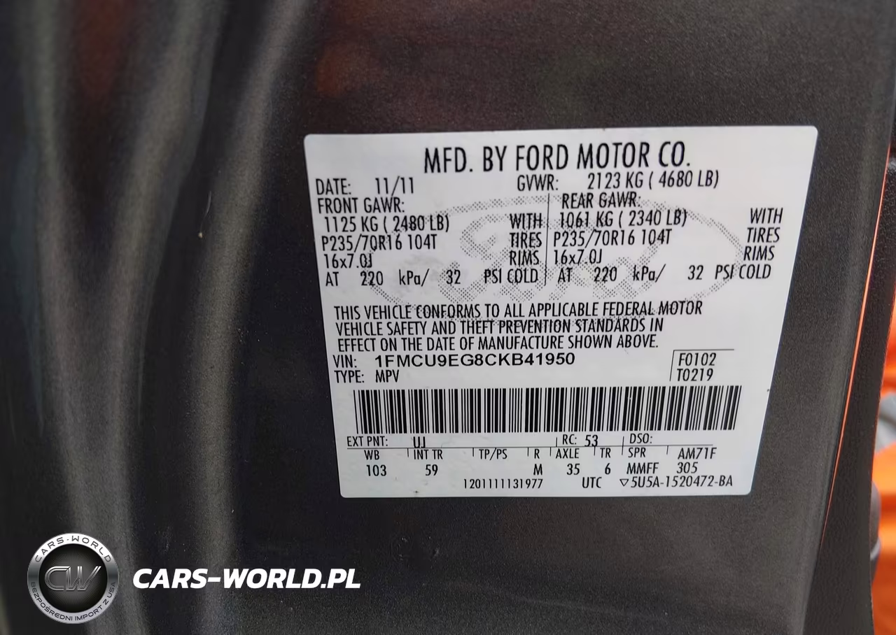 2012 Ford Escape Limited VIN:1FMCU9EG8CKB41950 - 9