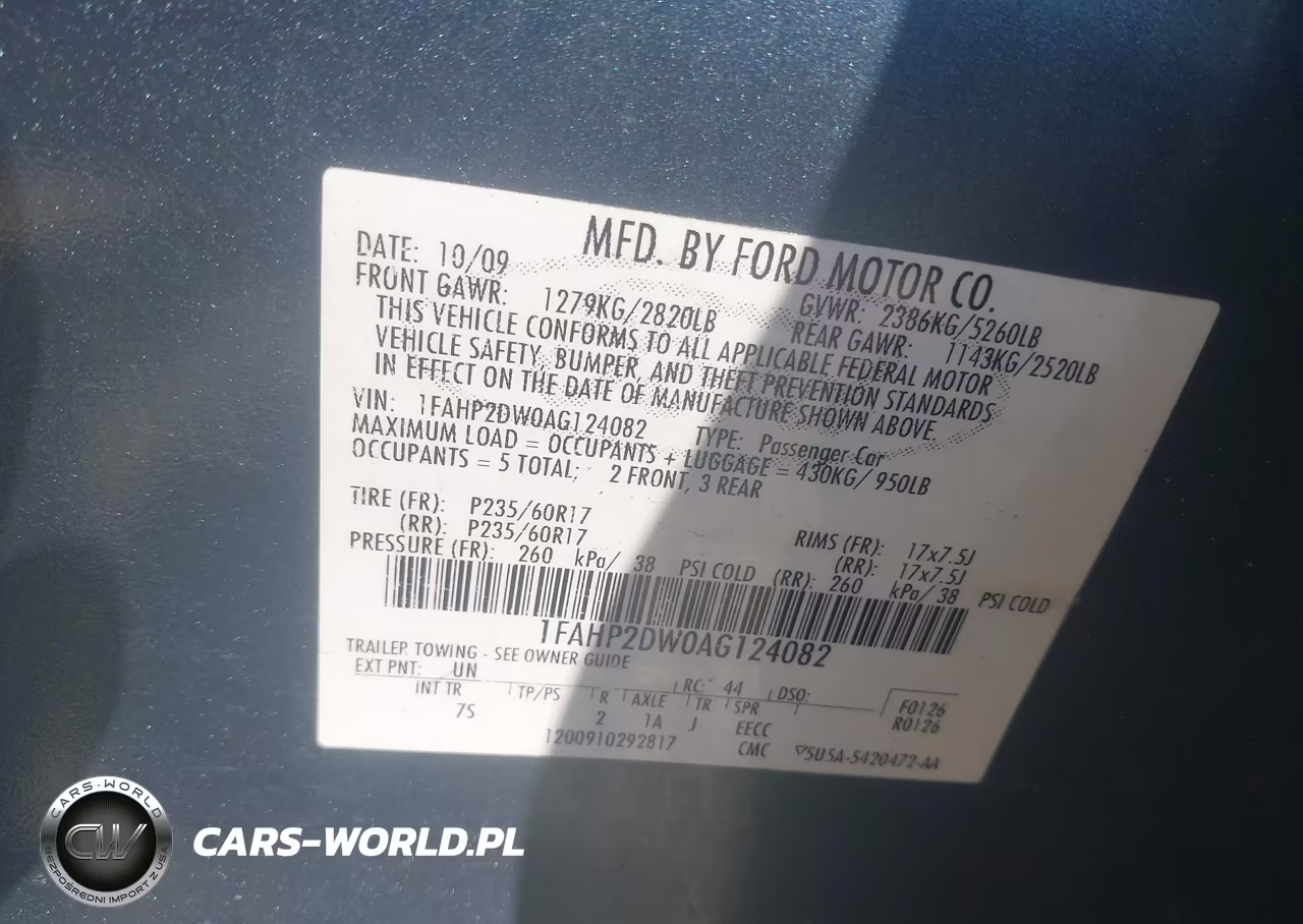 2010 Ford Taurus Se VIN:1FAHP2DW0AG124082 - 9