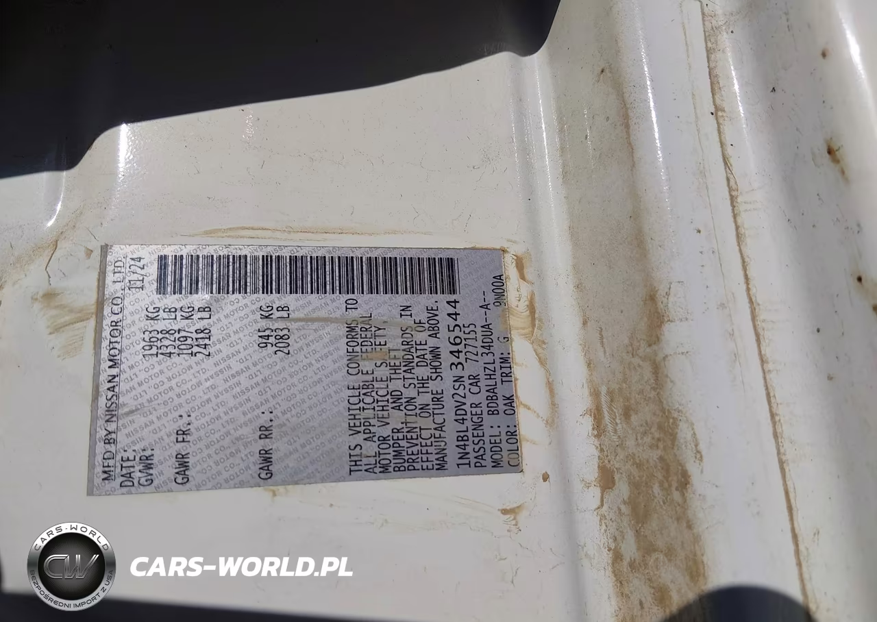 2025 Nissan Altima Sv Fwd VIN:1N4BL4DV2SN346544 - 9