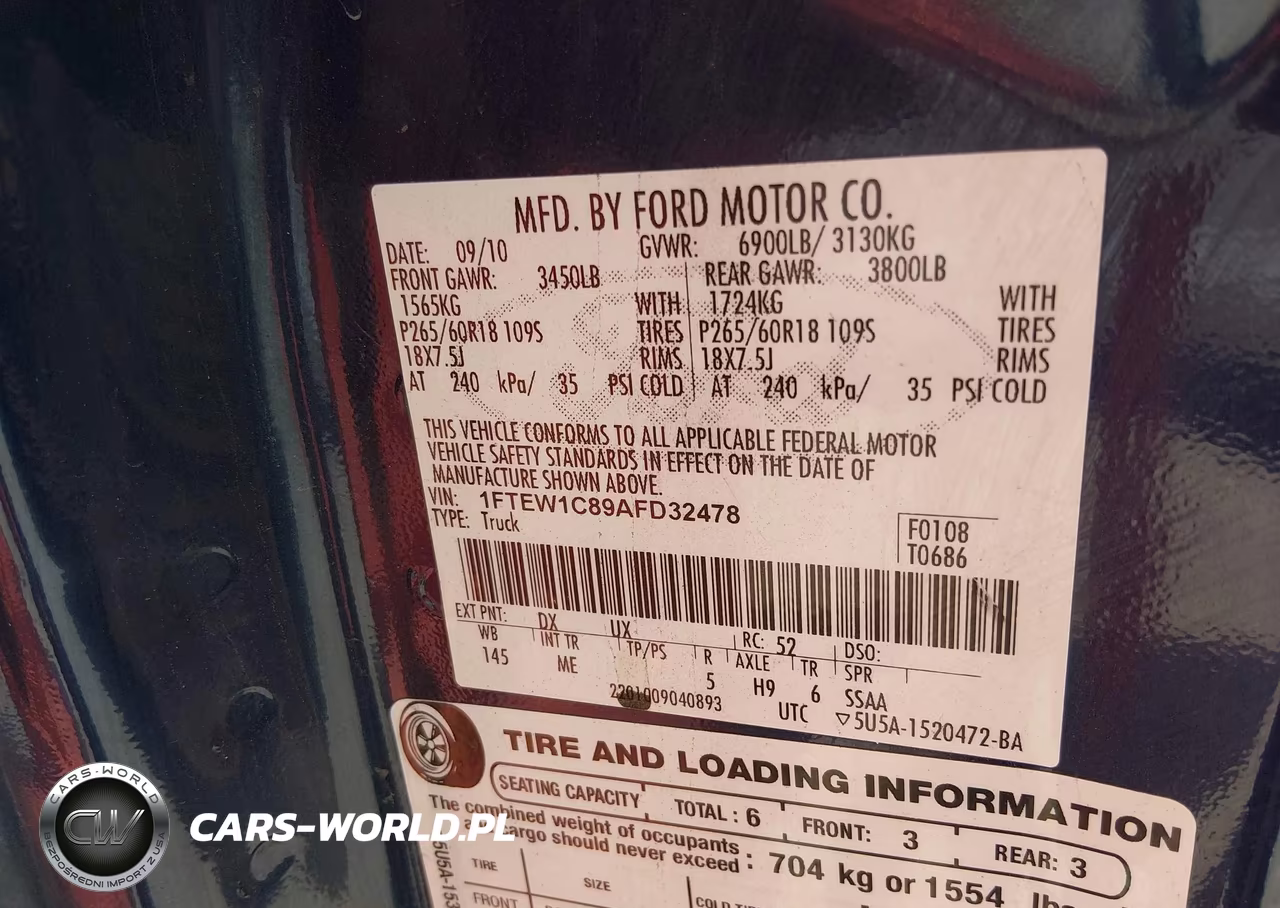 2010 Ford F-150 Xlt VIN:1FTEW1C89AFD32478 - 9