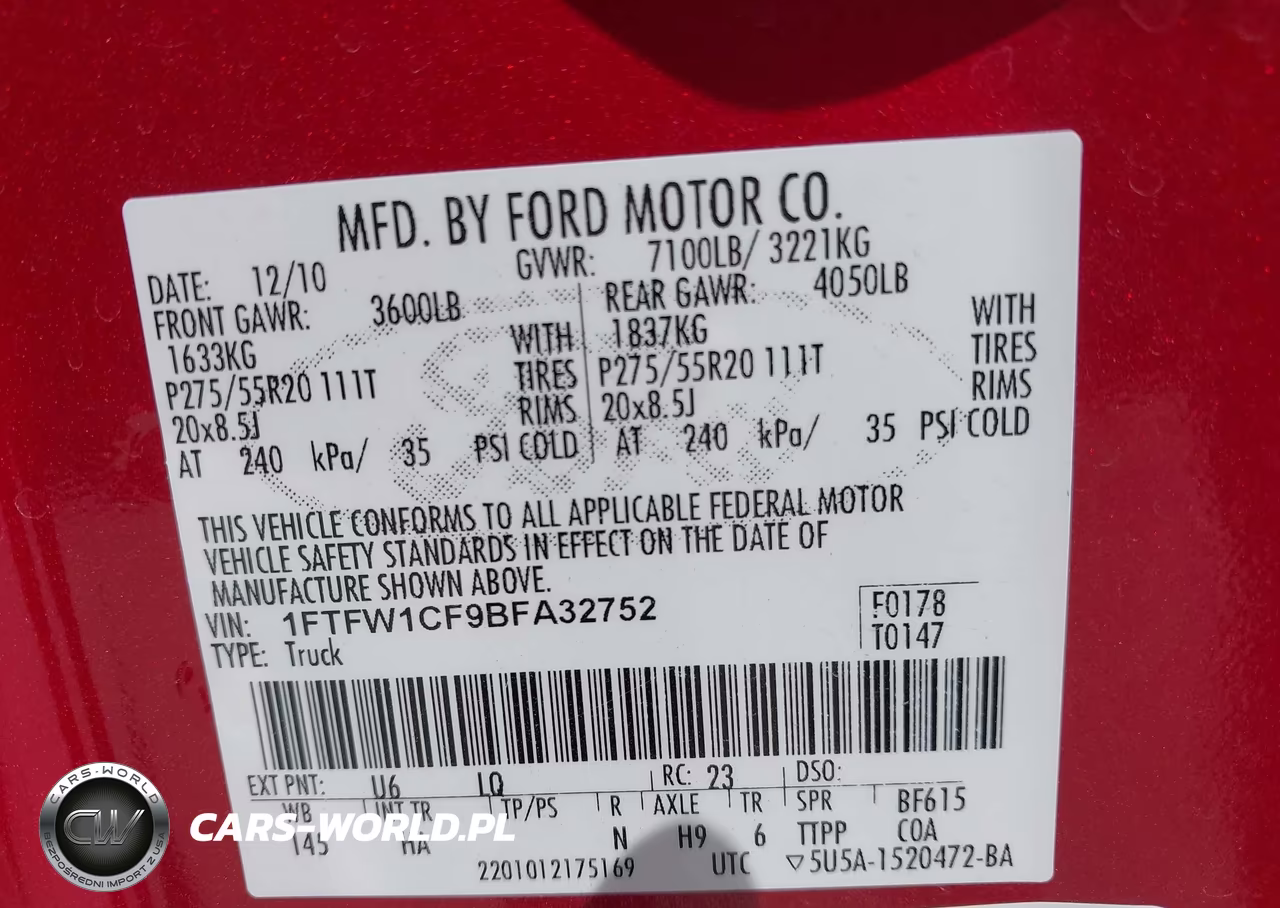 2011 Ford F-150 Lariat VIN:1FTFW1CF9BFA32752 - 9