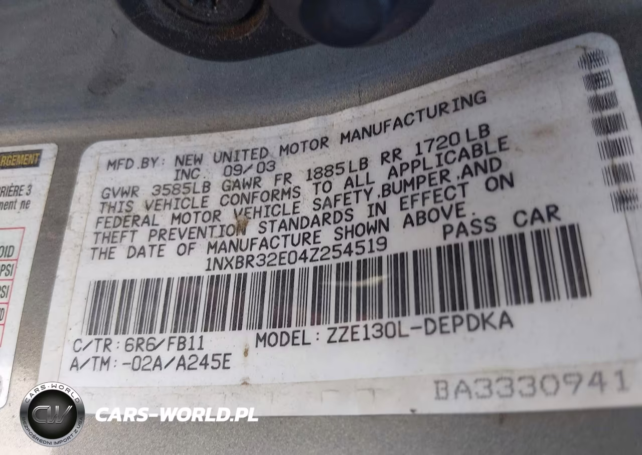 2004 Toyota Corolla Ce VIN:1NXBR32E04Z254519 - 9