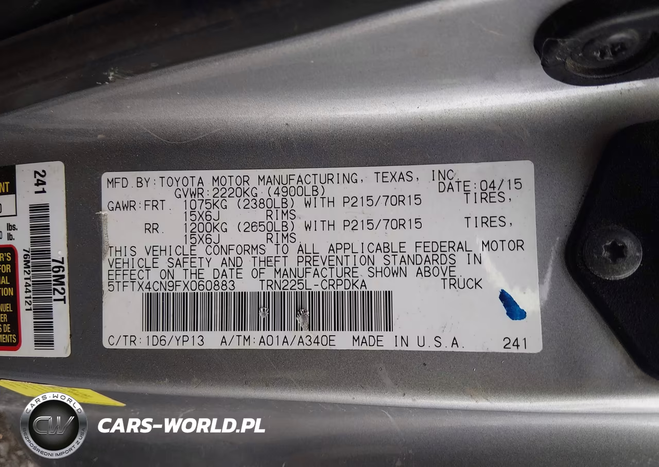 2015 Toyota Tacoma VIN:5TFTX4CN9FX060883 - 9