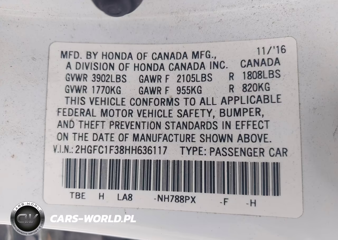 2017 Honda Civic Ex-T VIN:2HGFC1F38HH636117 - 9