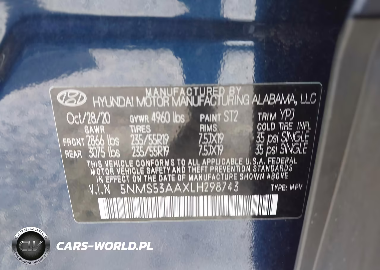 2020 Hyundai Santa Fe Limited 2.0T VIN:5NMS53AAXLH298743 - 9