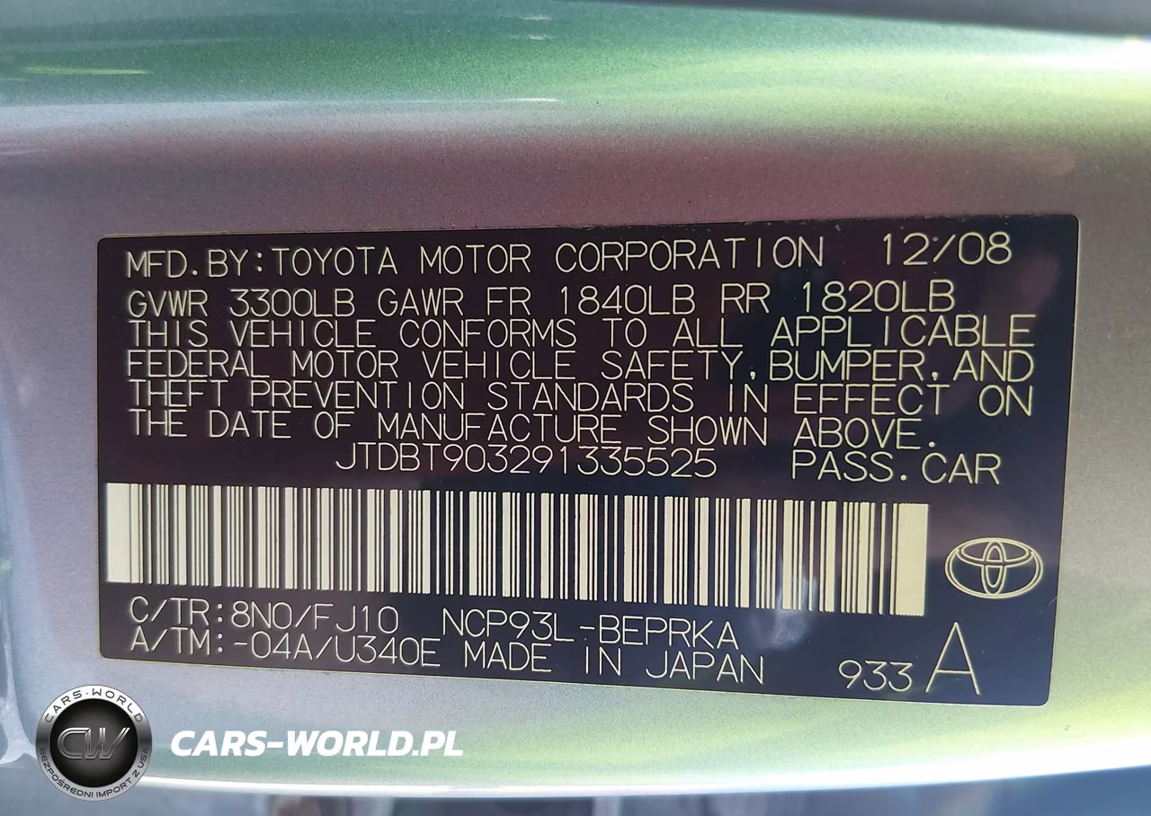 2009 Toyota Yaris VIN:JTDBT903291335525 - 9