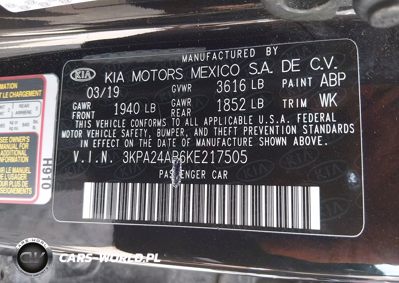 2019 Kia Rio Lx VIN:3KPA24AB6KE217505 - 9