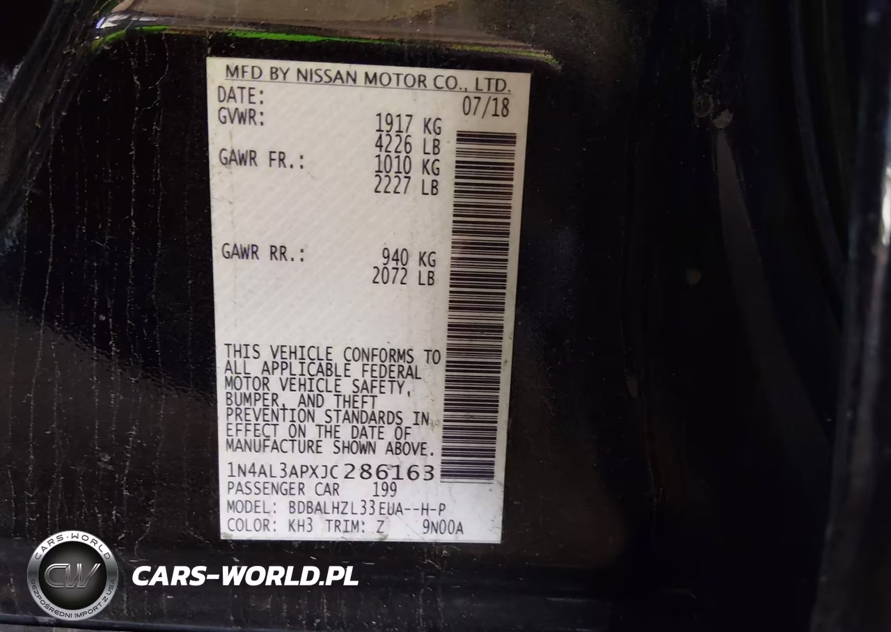 2018 Nissan Altima 2.5 Sr VIN:1N4AL3APXJC286163 - 9
