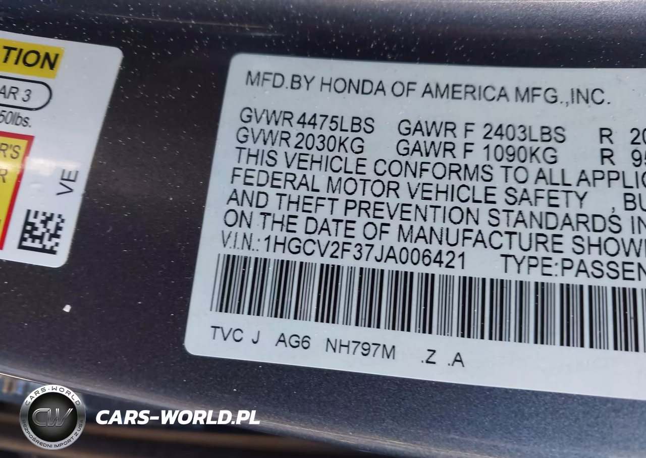 2018 Honda Accord Sport 2.0T VIN:1HGCV2F37JA006421 - 9