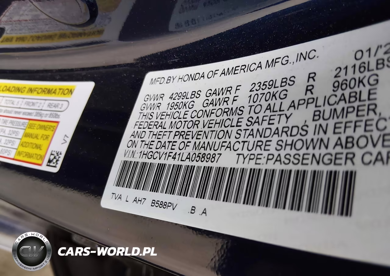 2020 Honda Accord Ex VIN:1HGCV1F41LA058987 - 9
