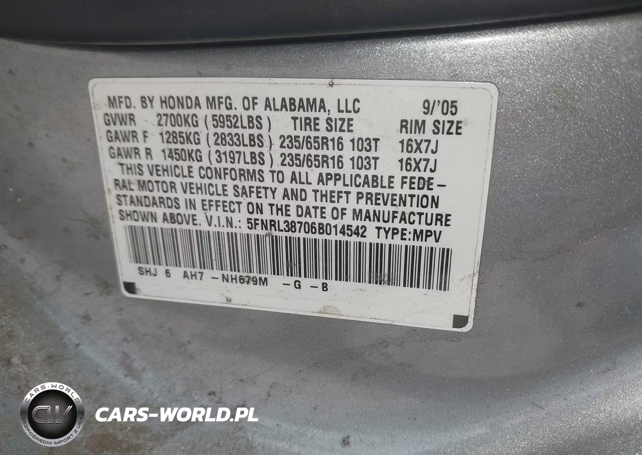 2006 Honda Odyssey Ex-L VIN:5FNRL38706B014542 - 9