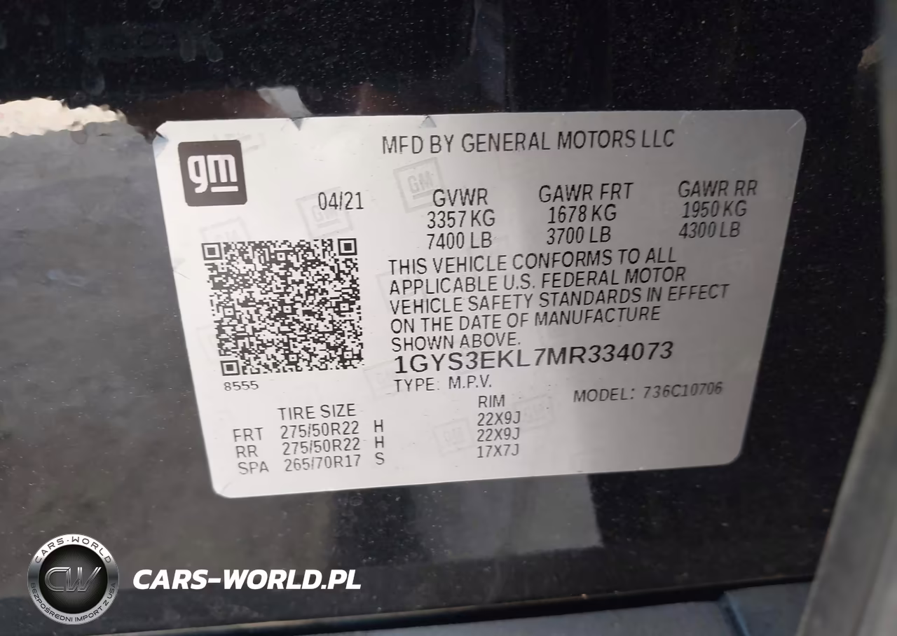 2021 Cadillac Escalade 2Wd Sport VIN:1GYS3EKL7MR334073 - 8