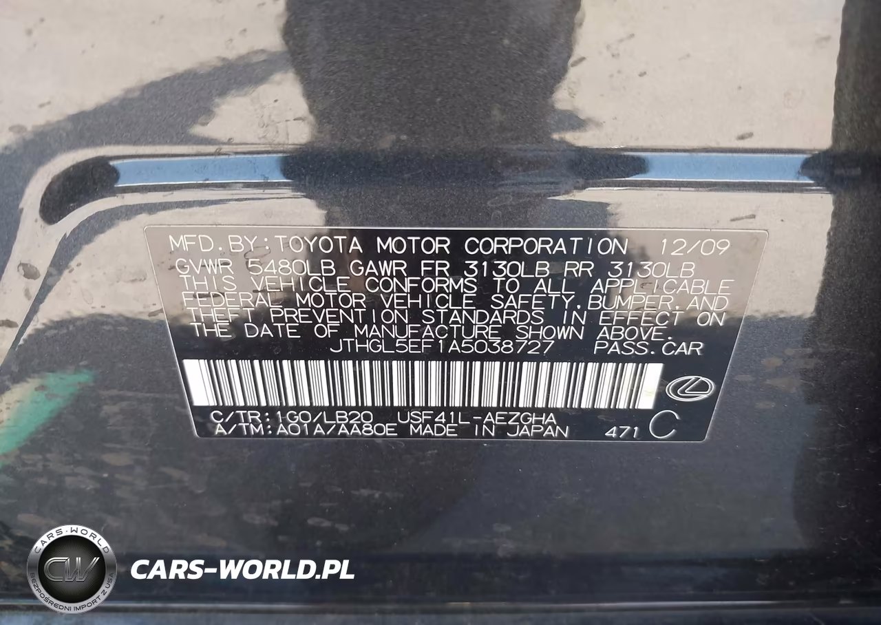 2010 Lexus Ls 460 L VIN:JTHGL5EF1A5038727 - 9