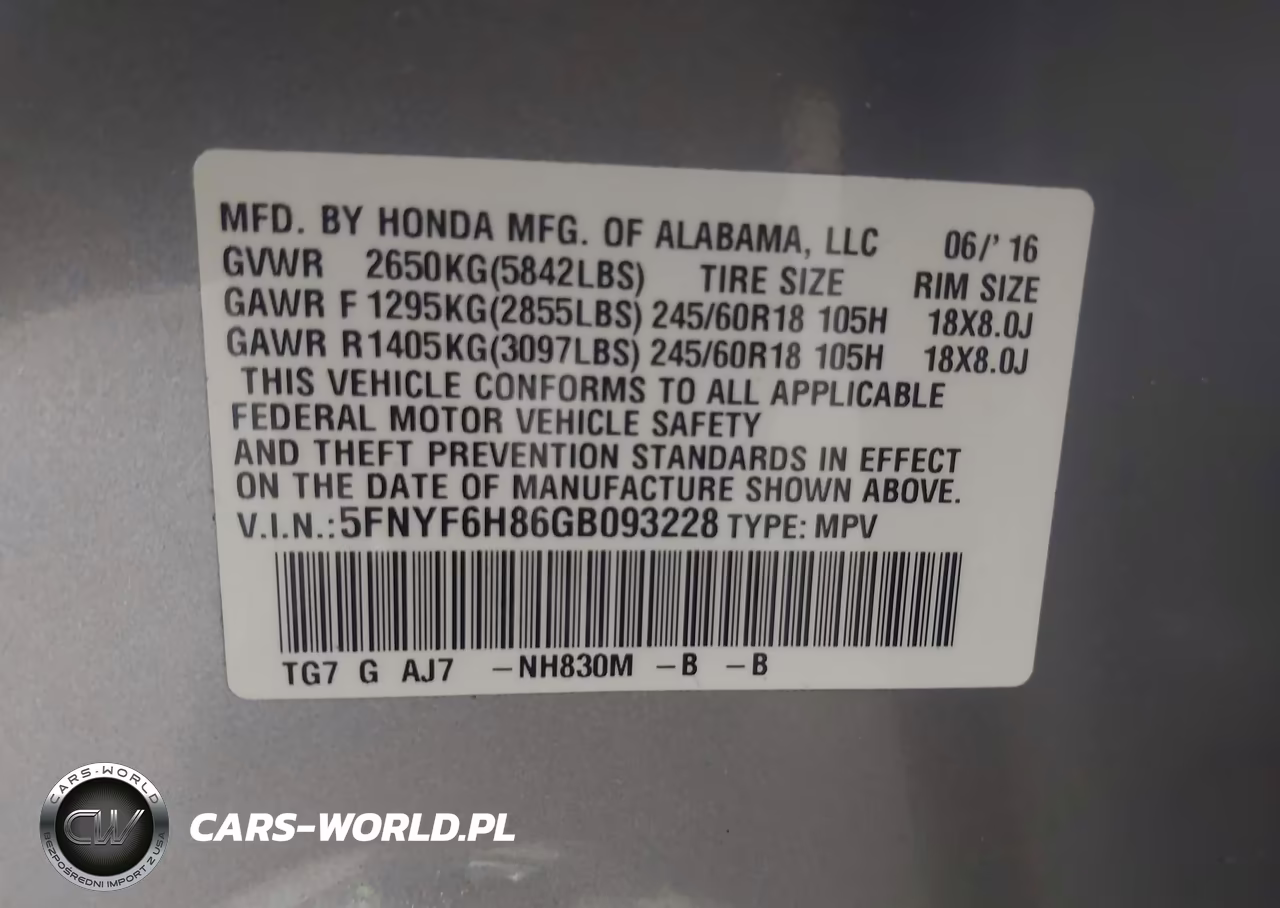 2016 Honda Pilot Ex-L VIN:5FNYF6H86GB093228 - 9