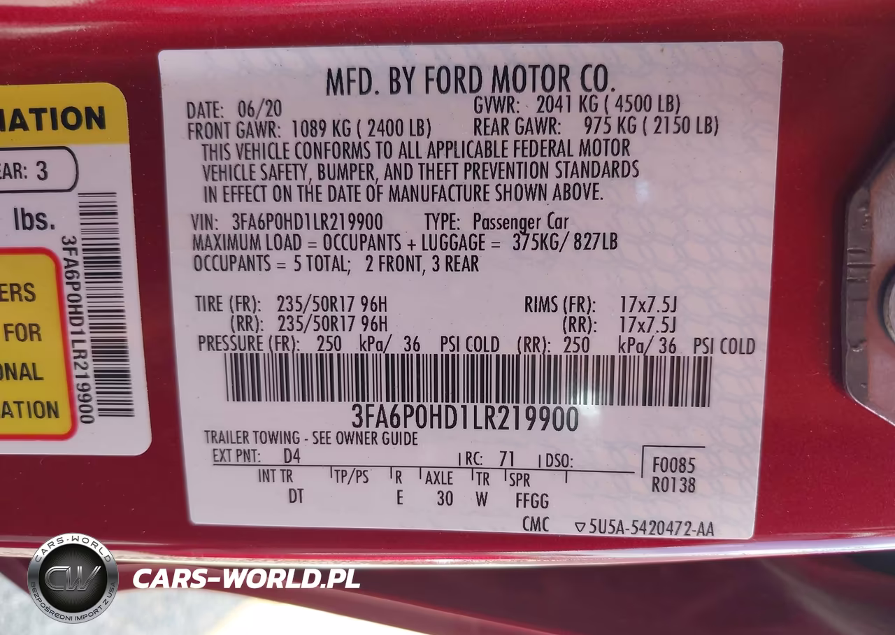 2020 Ford Fusion Se VIN:3FA6P0HD1LR219900 - 9