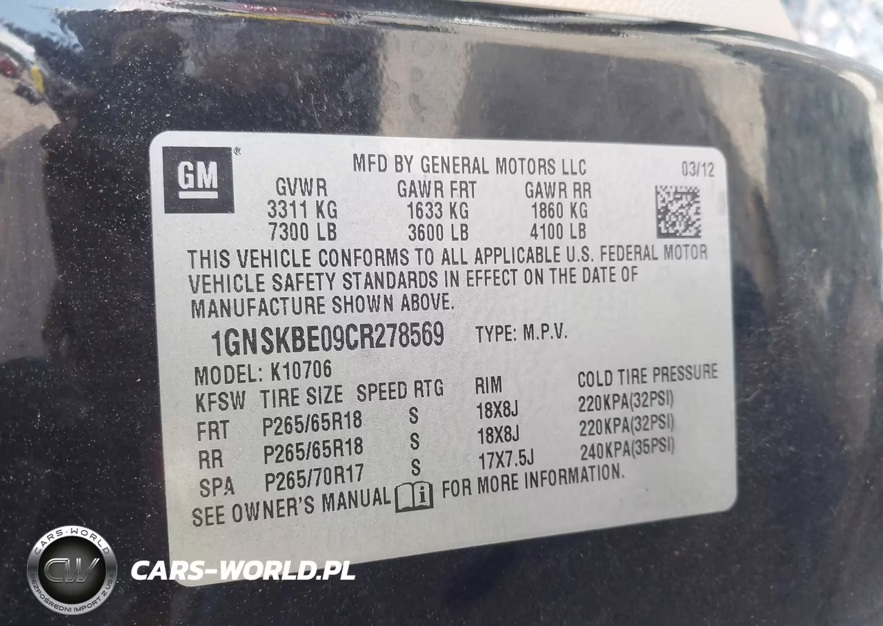 2012 Chevrolet Tahoe Lt VIN:1GNSKBE09CR278569 - 9
