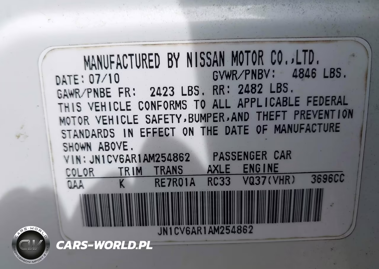 2010 Infiniti G37X VIN:JN1CV6AR1AM254862 - 9
