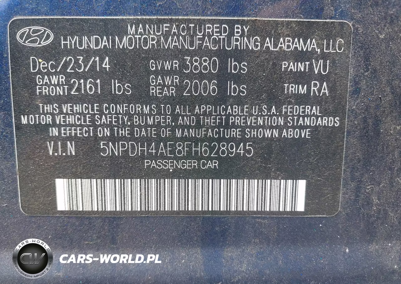 2015 Hyundai Elantra Se VIN:5NPDH4AE8FH628945 - 9