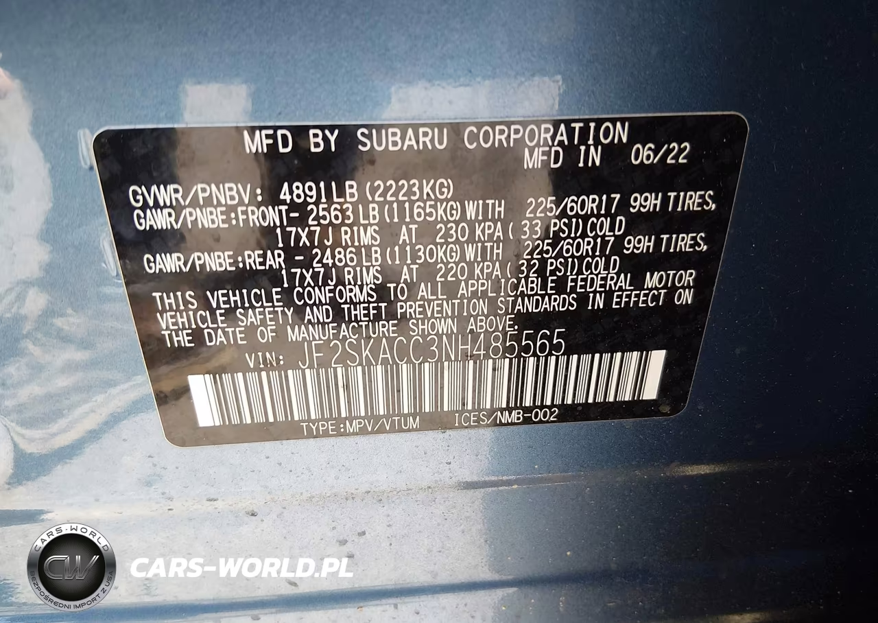 2022 Subaru Forester VIN:JF2SKACC3NH485565 - 9