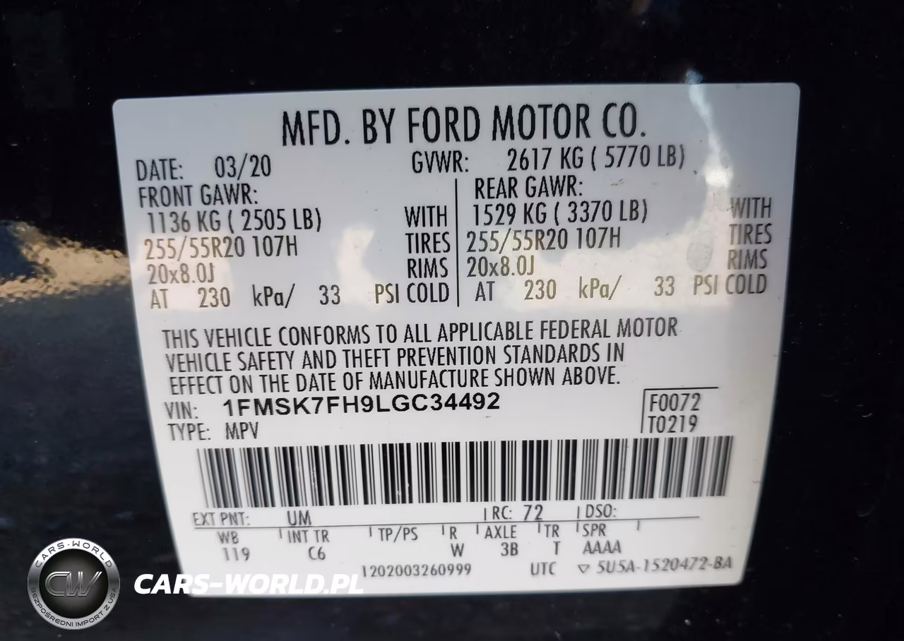 2020 Ford Explorer Limited VIN:1FMSK7FH9LGC34492 - 9