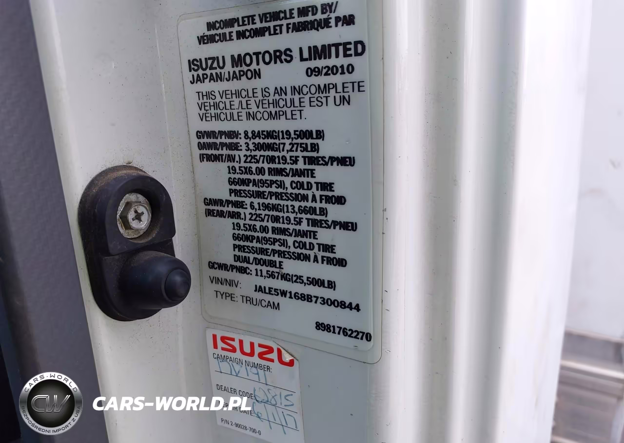 2011 Isuzu Dsl Reg VIN:JALE5W168B7300844 - 8