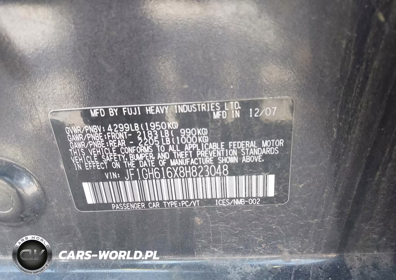 2008 Subaru Impreza 2.5I VIN:JF1GH616X8H823048 - 9