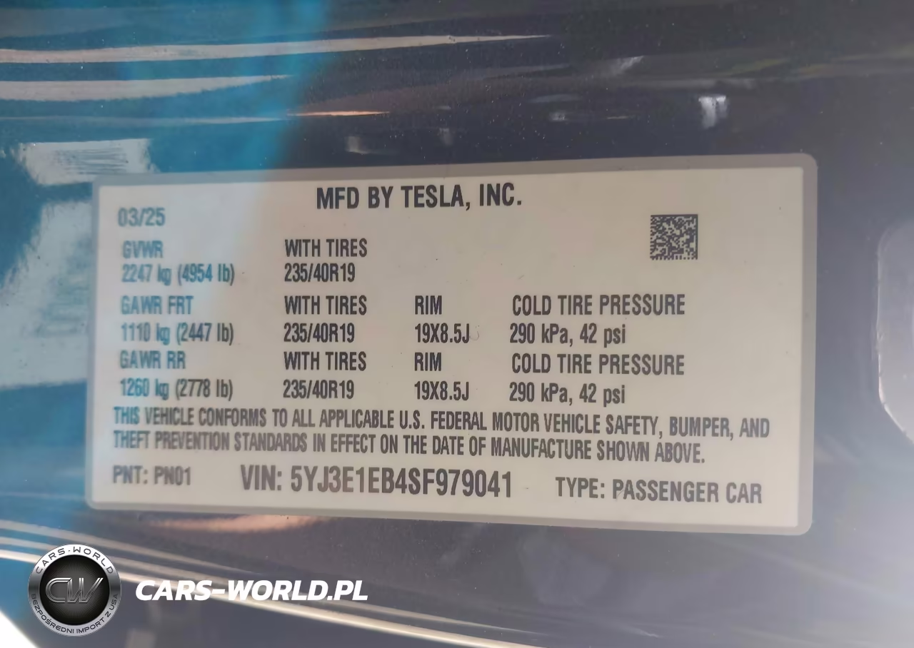 2025 Tesla Model 3 Long Range All-Wheel Drive VIN:5YJ3E1EB4SF979041 - 9