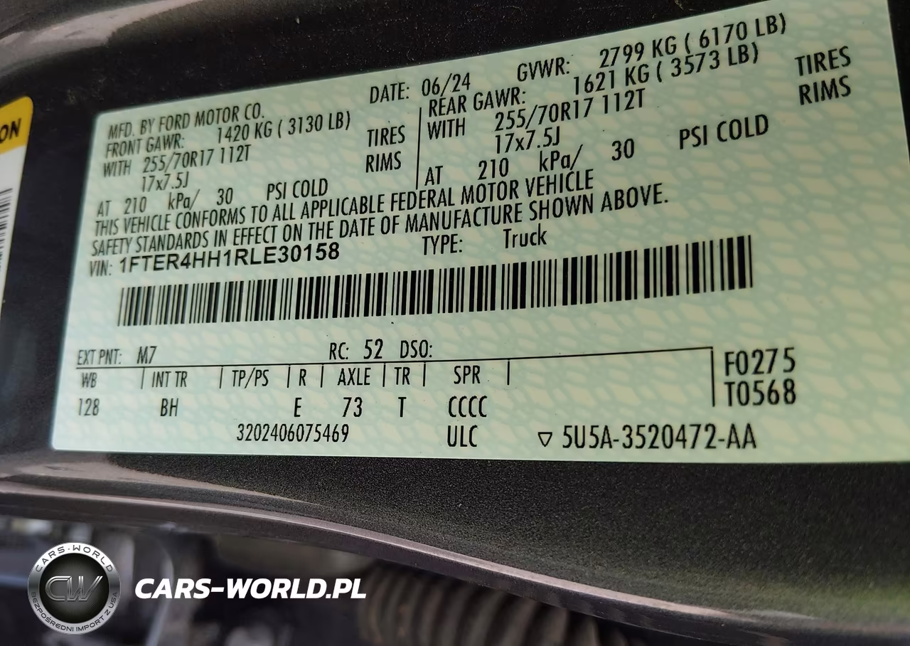 2024 Ford Ranger Xlt VIN:1FTER4HH1RLE30158 - 9