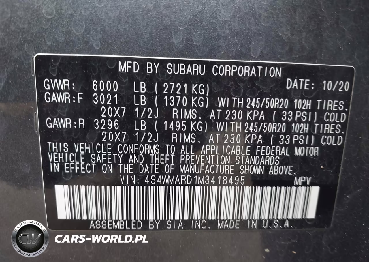 2021 Subaru Ascent Touring VIN:4S4WMARD1M3418495 - 9