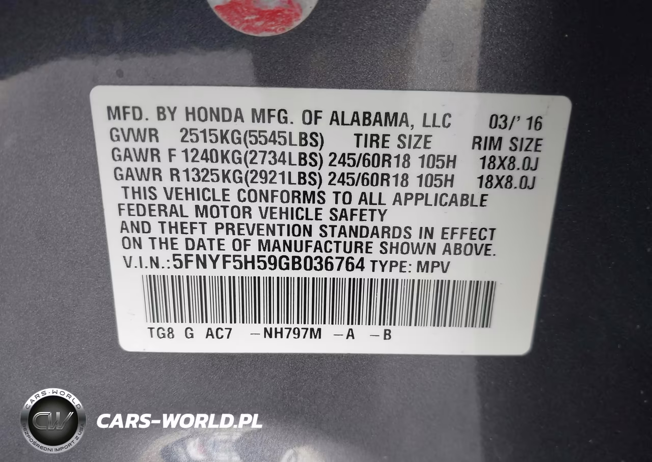 2016 Honda Pilot Ex-L VIN:5FNYF5H59GB036764 - 9