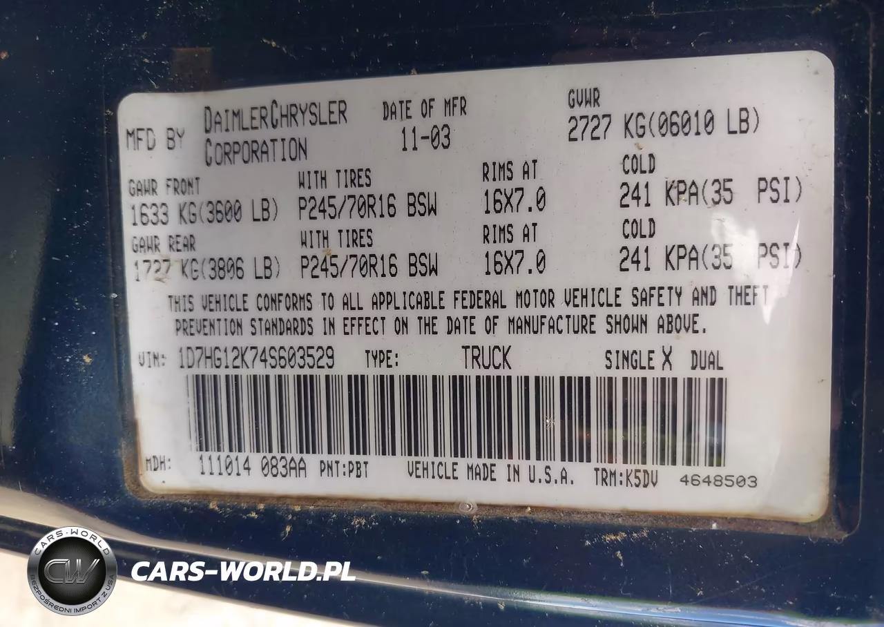 2004 Dodge Dakota VIN:1D7HG12K74S603529 - 9