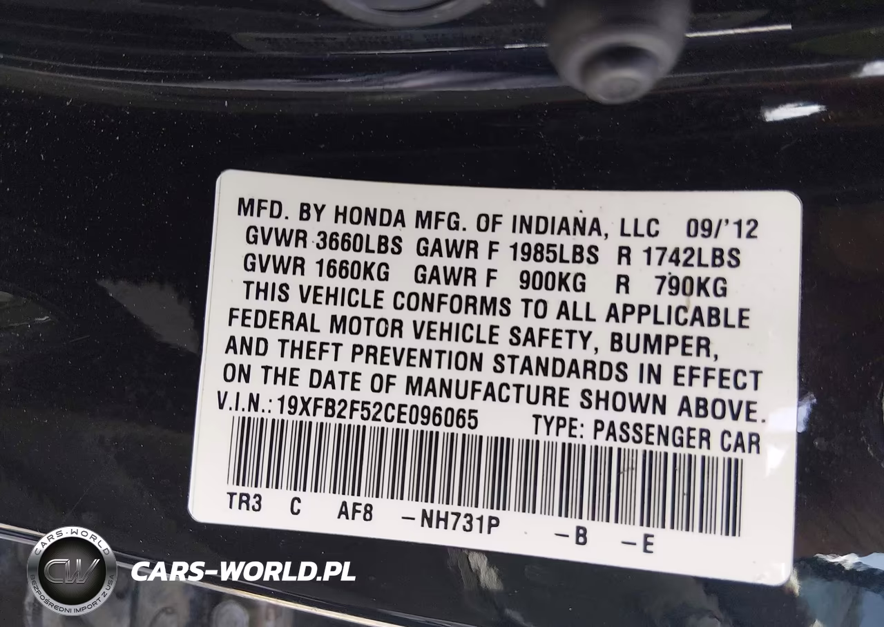 2012 Honda Civic Lx VIN:19XFB2F52CE096065 - 9