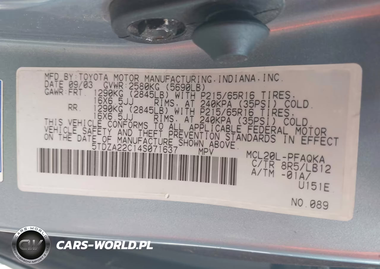 2004 Toyota Sienna Xle VIN:5TDZA22C14S071637 - 9