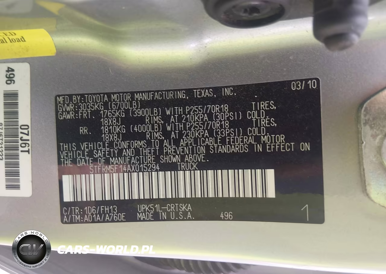 2010 Toyota Tundra Grade 4.6L V8 VIN:5TFRM5F14AX015294 - 9