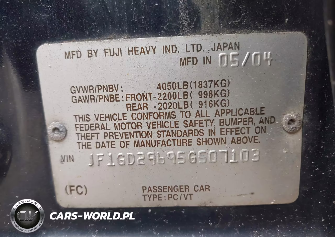 2005 Subaru Impreza Wrx VIN:JF1GD29695G507103 - 9