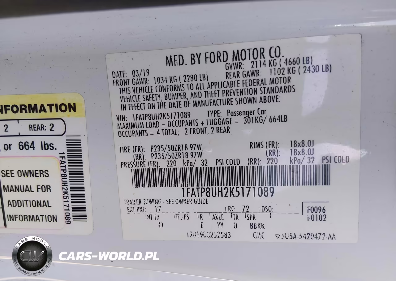 2019 Ford Mustang Ecoboost Premium VIN:1FATP8UH2K5171089 - 9